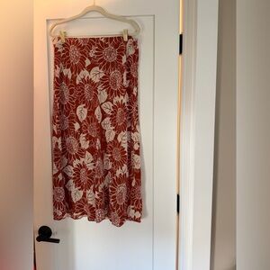 Madewell Red and White Floral A-Line Skirt